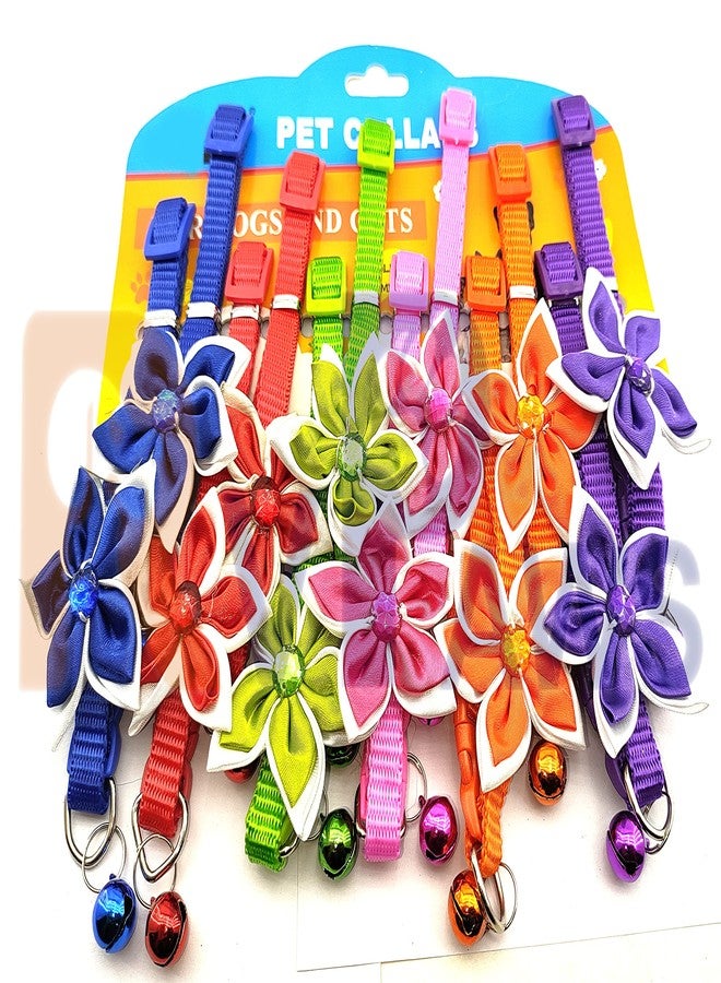 Pups&Pets Dog 15 MM Collar with Bell-Bow Tie Cute Safety Collar Nylon, Adjustable Cat Collar Flower Design for Puppies and Small Dogs (Small, Purple) - Image 5